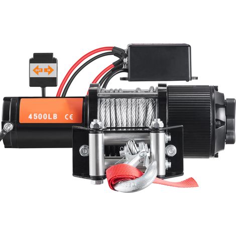 Mophorn Elektrische Seilwinde 12 V, 2048 kg Tragkraft, 6,35 mm x 12,7 m Stahlseil, IP55, ATV-UTV-Winde mit kabelloser Fernbedienung und 4-Wege-Seilführung zum Abschleppen von Jeeps, SUVs