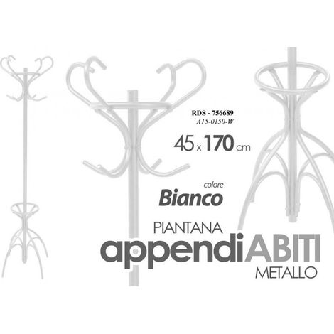 Perchero de pie de metal blanco con paragüero 170 cm