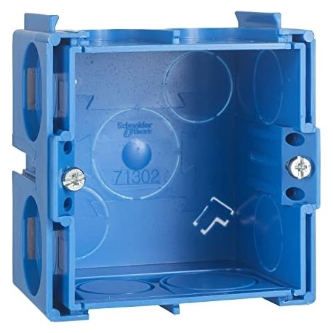 Schneider Electric – Boîte carrée à sceller 1 poste – Profondeur 40mm – 2 entrées Ø20mm – 2 entrées Ø25mm – 4 entrées Ø20 à 25mm – ALB71301