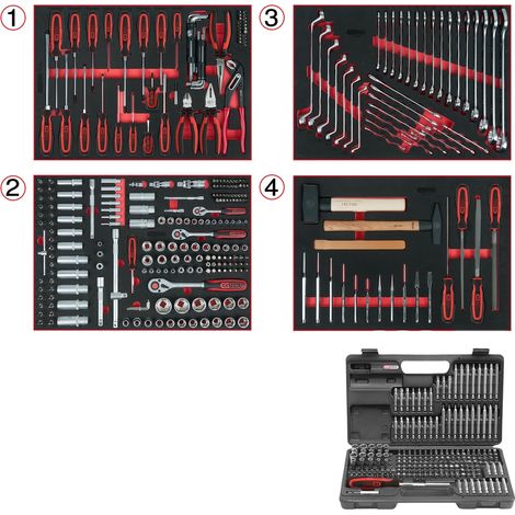 KS Tools Universal-Systemeinlagen-Satz für 4 Schubladen mit 515 Premium-Werkzeugen (1/3)
