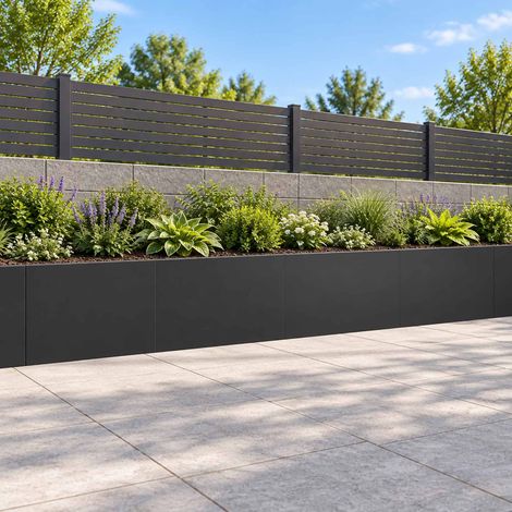 vidaXL Retaining Wall 4 pcs 60 x 12 x 40 cm Steel Black (1/5)