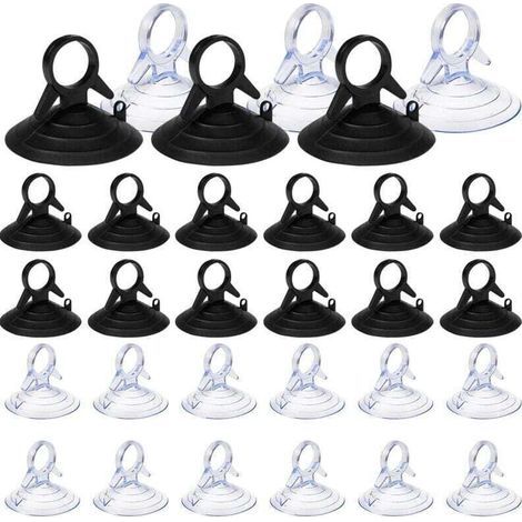 60 Pièces Ventouse pare Soleil, 45mm Ventouse Sans Crochets Ventouse, PVC Ventouses Mini Ventouse Transparente et Noire Ventouse, Ventouse pour Vitre (1/4)