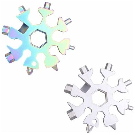 BUNTHAUS Clé multifonctionnelle à flocon de neige outil en acier octogonal hexagone léger portant 2 pièces Mini clé universelle (1/4)