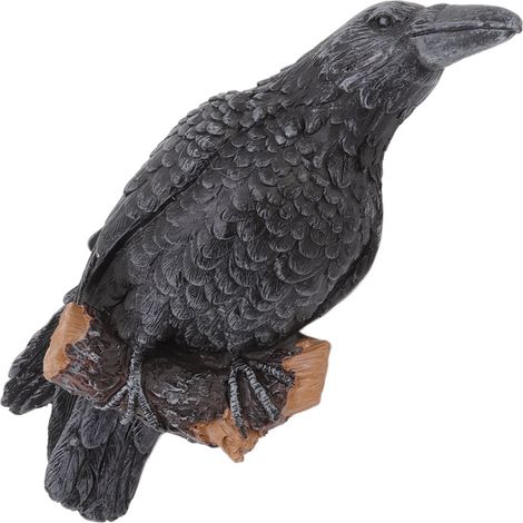 Sculpture de Corbeau Résine Noire pour Jardin - Décoration Murale Extérieure pour Façade et Terrasse