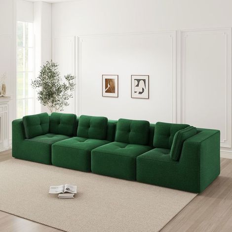 Canapé modulable - SOGEU - 4 places - Vert - Assise profonde - Livré monté (1/5)