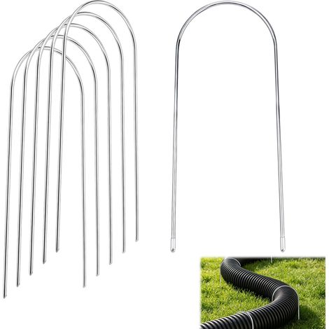 6Pcs Piquets d'Ancrage Rallonge Gouttière, Supports Gouttière U pour Tuyau Évacuation de 7,62cm 10,16cm Piquets Sol Métal Sans Perçage Support Tuyau Évacuation pour Extérieur Jardin (1/5)