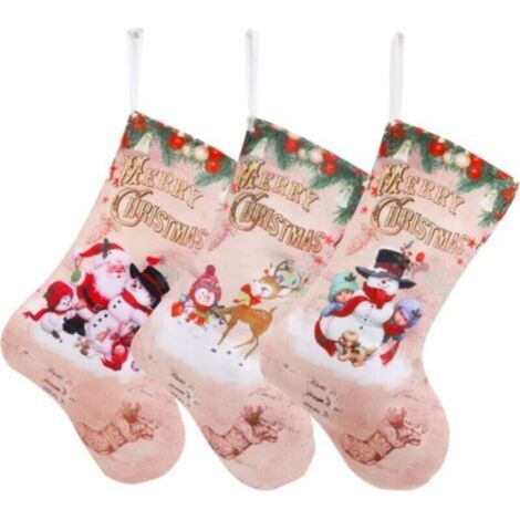 Calza di Natale, 3 personaggi natalizi classici, Babbo Natale/pupazzo di neve/renna, decorazioni natalizie, regali per feste