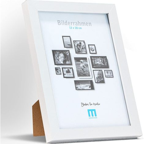 Cadre photo, 13 x 18 cm, blanc, minimaliste et moderne, pour photos images, 1 pièce, avec une protection en verre acrylique, peut être utilisé comme support de table ou sur le mur, format portrait