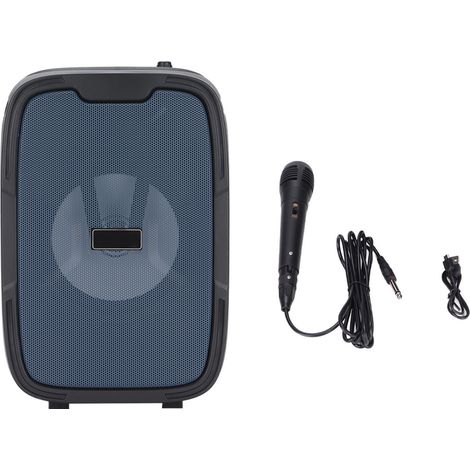 Enceinte Bluetooth Subwoofer Super Bass Portable avec LED, Radio FM, Karaoké Extérieur, 5 Pouces Bleu (1/5)