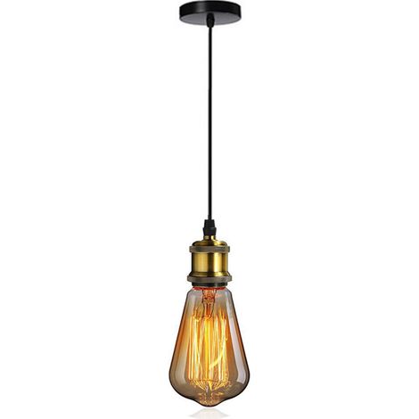 Lámparas de Colgar Vintage Iluminación Techo Metal con E27 Portalámparas de Luz, Estilo Edison, Latón Antiguo