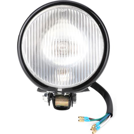Faro delantero universal negro de estilo retro para motocicleta, estilo vintage. (1/2)