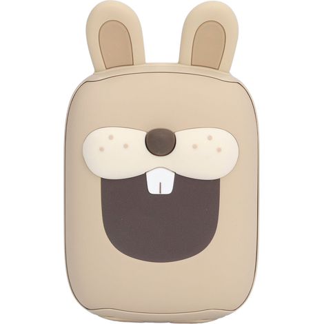 Bouillotte portable en forme de lapin mignon, design 2-en-1, 3 niveaux de chaleur, sac à eau chaude cartoon, réutilisable et doux, idéal pour l'hiver. (1/5)