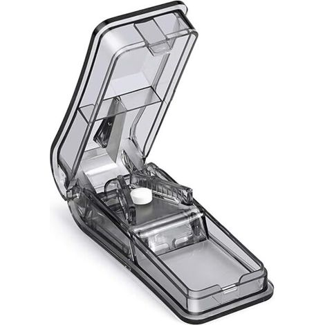 Tablettenteiler zum Teilen und Zerkleinern von Tabletten verschiedener Größen leicht zu transportieren (schwarz). (1/5)