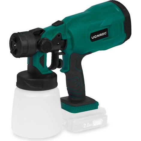VONROC Pistola de pulverización inalámbrica - VPower 20V (excl. batería y cargador rápido) - Capacidad 800 ml - incl. accesorios