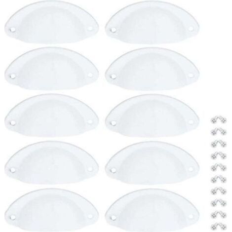 Poignées de meuble vintage en coquillage blanc, 10 pièces, 82 mm, pour tiroirs et armoires (1/5)
