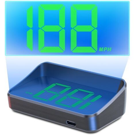 HUD-Geschwindigkeitsanzeige, Windschutzscheibenprojektor zur Geschwindigkeitsanzeige mit GPS + Beidou, 10 Hz Bildwiederholfrequenz (grüne Anzeige in mph). (1/4)