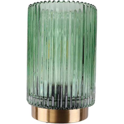 Lampe de table portable RUIYUE, lampe de nuit rechargeable avec minuterie et abat-jour en verre, lampe de table portable pour salon ou table de chevet (vert cylindrique) (1/2)