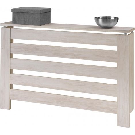 Cache-radiateur moderne 120 cm – Panneau mélaminé haute densité – Système d'ancrage mural – Évidement pour plinthe – Topkit