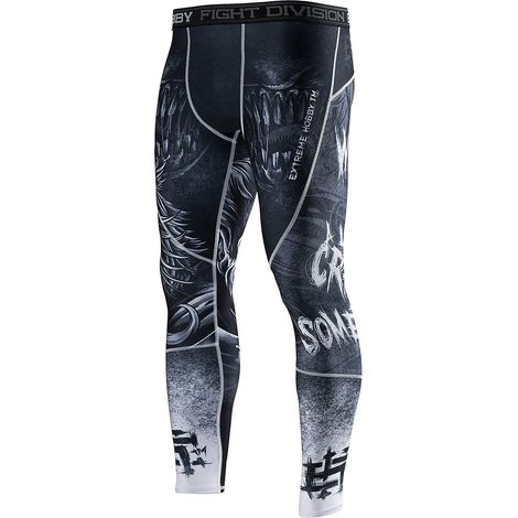 Leggings sportivi da uomo, taglia L, colore nero, stile psycho clown.