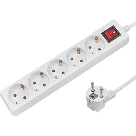 Base múltiple WADFOW de 6 tomas con interruptor, cable de 1,4 m, ignífuga y compacta