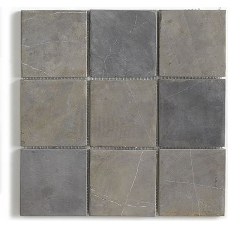 Carrelage mosaïque / Plaque de mosaïque mur et sol en marbre naturel coloris Gris argent - 30 x 30 cm - PEGANE -