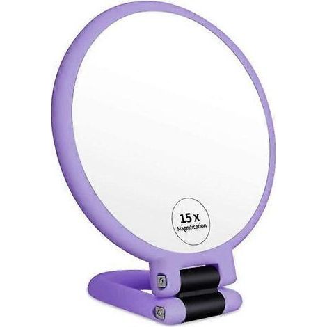 Miroir grossissant portatif 15x, double face sur pied, violet (1/5)