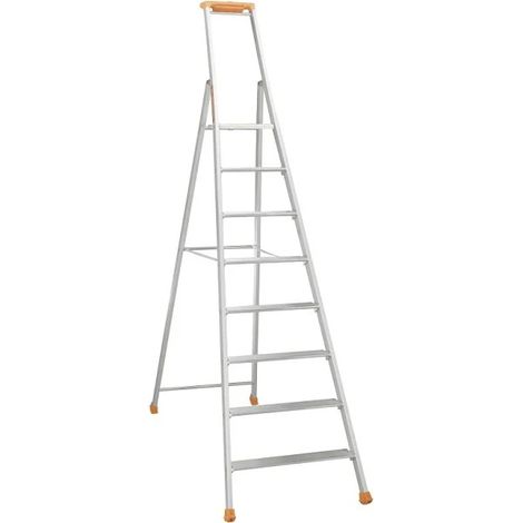 Tubesca Comabi – Marchepied 8 marches – Charge maximale 150kg – Marches striées antidérapantes 80mm – Garde-corps rigide avec sangles antichute