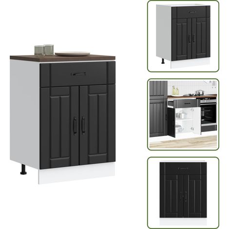 Armadio in truciolato - vidaXL Base da Cucina Lucca Nero in Legno Multistrato - Armadio con porte