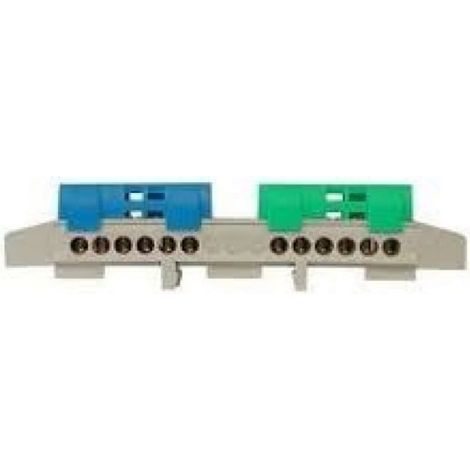 Klemmenblock für 2x6-Gleisschiene, geteilt, blau/grün, TH35 IP20, E.4177