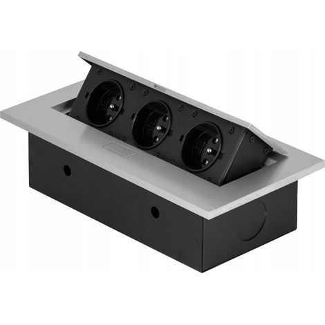 Toma de corriente oculta en la encimera, tira plateada 3x230V 3600W máx. 16A ALU (1/5)