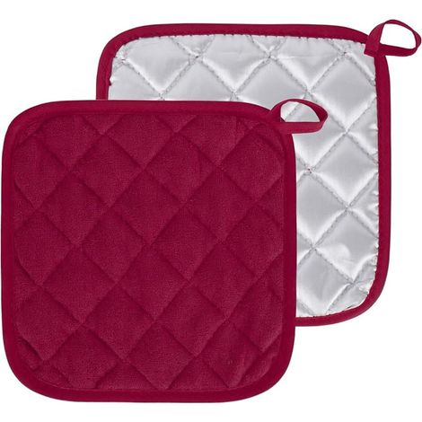 Lot de 2 maniques en coton pour casseroles, four, cuisine, résistants à la chaleur, lavables, grand format (1/5)