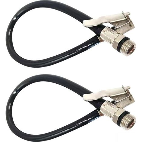 Tuyau de gonflage, embout de gonflage, adaptateur de gonflage avec tuyau en caoutchouc flexible, convient aux vélos, motos et voitures, ensemble de 2 pièces. (1/5)