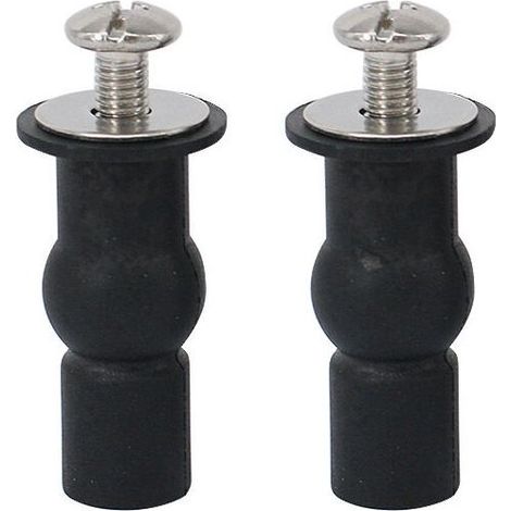 Lot de 2 Vis pour Siège de Toilette, Charnières avec Écrous en Caoutchouc, Fixation Universelle pour WC, Raccords Expansibles Sans Percage (1/4)