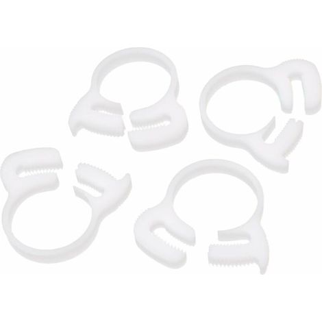 Collier de Serrage Tuyau Pince Clip Serre Joint 21.5mm-23.5mm double cliquet fixation plastique blanc 4 pcs (1/2)