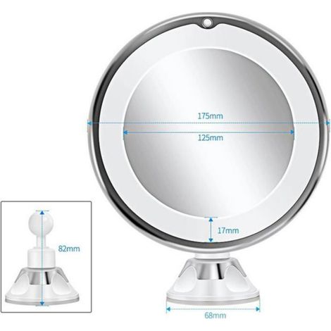 Ahlsen Miroir Grossissant x10 Miroir Maquillage Lumineux LED de Voyage avec Ventouse Miroir Grossissant Mural Rotation à 360° pour (1/4)