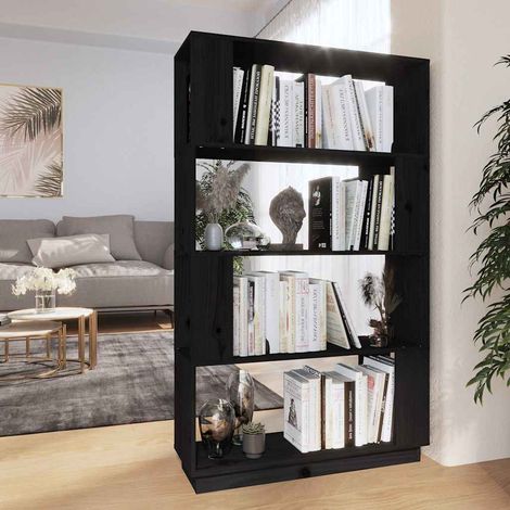 vidaXL Estantería/divisor de espacios madera pino negro 80x25x132 cm (1/5)