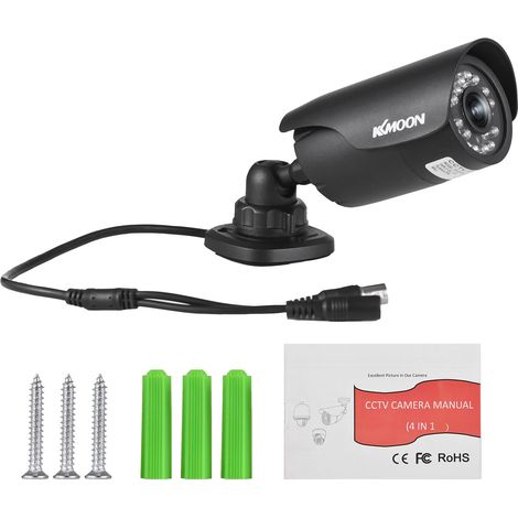 Caméra de surveillance filaire KKMOON 1080p avec vision nocturne infrarouge, objectif grand angle 3,6 mm et 2 MP pour DVR analogique, compatible NTSC, avec support mural. Compatible avec les systèmes (1/2)