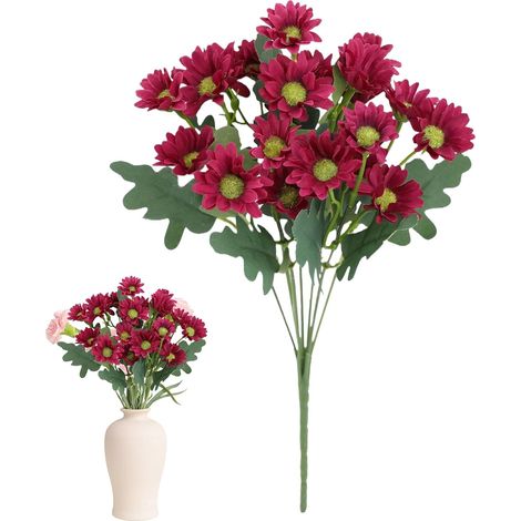 Fleurs artificielles Petite en Pot Guirlande réaliste Petit chrysanthème faux tige florale automnale déco Pour décoration intérieure, centres de table, mariage, (1/5)