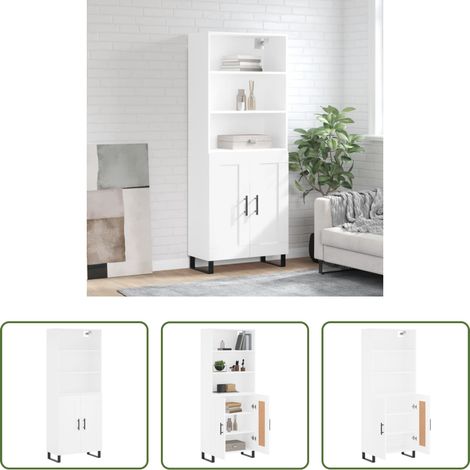 vidaXL Aparador alto madera contrachapada blanco 69,5x34x180 cm (1/5)