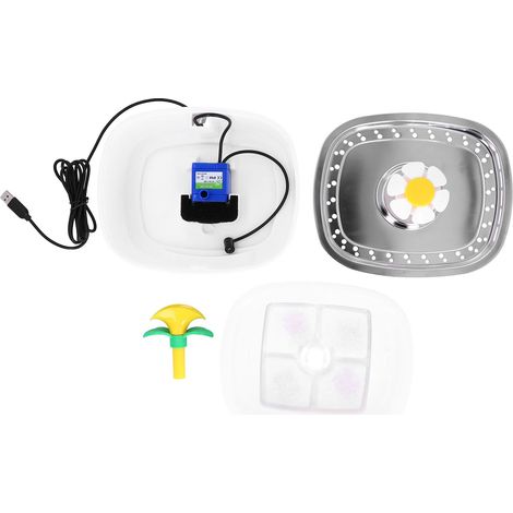 Bol à eau pour animaux 2,5L en acier inoxydable avec fontaine à circulation silencieuse, lumière LED intégrée pour chat et chien (1/5)
