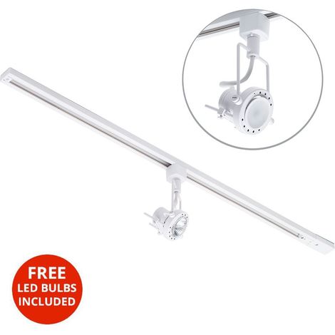 Litecraft 1M Kitchen Track Light With 1 Greenwich Fixture & LED Bulb - White (1/4)