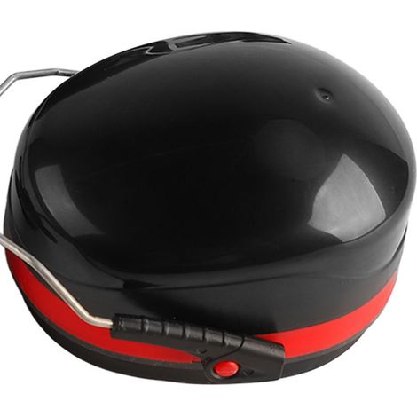 Lot de 2 protections auditives pour casque de chantier, réduction du bruit, angle réglable, télescopiques, rouge et noir.
