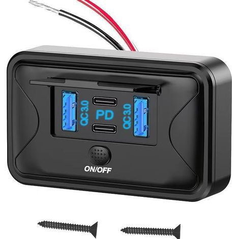 New modified multifunctional car phone charger with two USB ports and two PD ports, universal 12-24V. (1/5)