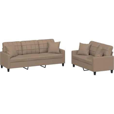 Maison Exclusive - Set di Divani 2 pz con Cuscini Cappuccino in Similpelle