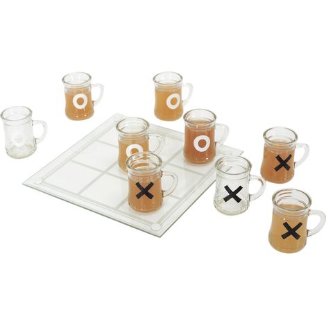 Jeu à Boire - MISTER GADGET - Tic Tac Toe - 9 Chopes en Verre - Transparent, Blanc, Noir (1/4)