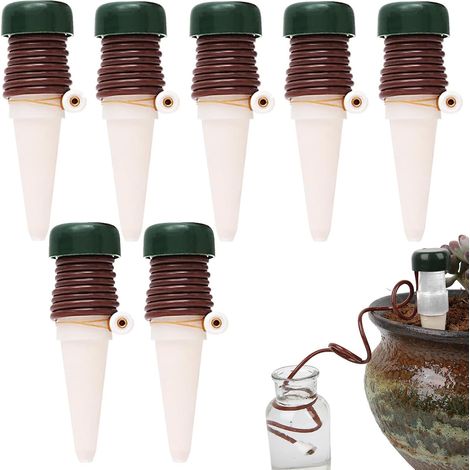 7 pcs Distributeurs d'eau pour Plantes, Intérieur Arroseur Automatique Plante, Plante Goutte a Goutte Bouteille, Alimentation en Eau a La Demande, Économie d'eau et Économie, Facile a Utiliser (1/5)