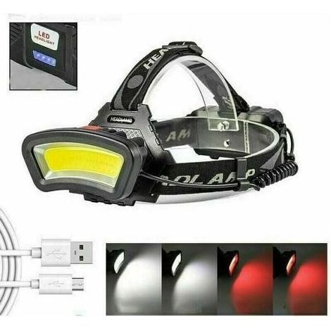 LED Headtorch, COB USB Rechargeable Headtorch, 4 Light Mode Headtorch, Waterproof Headtorch for Running Camping or Climbing (1/5)