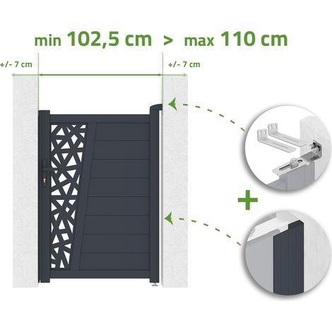 Tor, verstellbar in der Breite 1 m, CERVINA RUIVO, Höhe 140 cm, graues Aluminium