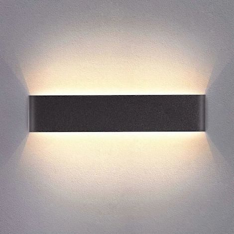 Applique murale LED d'intérieur noire 40 cm, blanc chaud 14 W 3000 K, style moderne, idéale pour chambre, salon, escalier, couloir ou salle de bain.