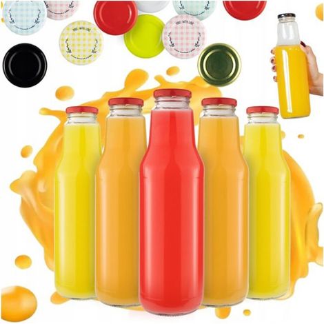 Bouteille En Verre - 750 Ml - Pour Jus Et Conserves Maison - Réutilisable - Lot De 5 (1/5)